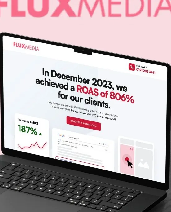 Landing page built by Click5 on a laptop